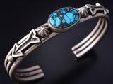 Silver & Tibetan Turquoise Navajo Arrows Mens Bracelet by Erick Begay 5H04B