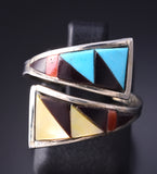 Adjustable Silver & Turquoise Multistone Zuni Inlay Wrap Ring Tammie Qualo 5L07O