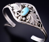 Navajo Handmade Kingman Turquoise Silver Bracelet by Harry B Yazzie 5L17U