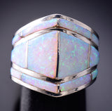 Size 6-1/2 Cigar Band Opal Navajo Inlay ring by Andrew Enrico 6K22G