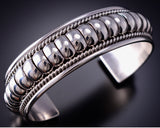 Navajo Silver Scalloped Design Bracelet by Thomas Charley 6K28D