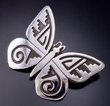Silver Navajo Overlay Butterfly Brooch by Sonny Gene 6G29J