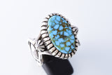 Size 14 Silver & Turquoise Navajo Handfiled Men's Ring by Erick Begay 3H21P