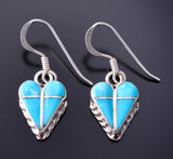 Silver & Turquoise Zuni Inlay Heart Earrings by RVN 3H02X