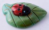 Turquise Zuni Fetish - Lady Bug on Turquoise Leaf by Reynold Lonasee 5L09L