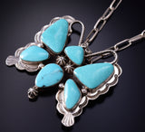 Silver & Turquoise Navajo Butterfly Pendant by Emerson Degarito 5J18W