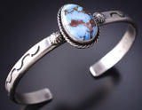 Silver & Golden Hills Turquoise Navajo Handmade Bracelet by Sam Yellowhair 6F09C