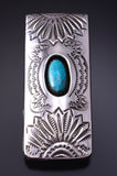Silver & Turquoise Navajo Handstamped Money Clip by Shirley Skeets 5B14R