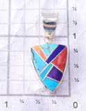 Silver Multistone Navajo Inlay Arrowhead Pendant by TSF 3L08S