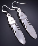 Silver & Turquoise Navajo Handmade Eagle Feather Earrings Sharon McCarthy 5G18B