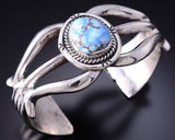 Preowned - Silver & Golden Hills Turquoise Navajo Handmade Sandcast Bracelet 6E14A