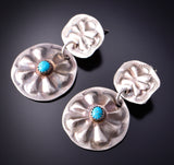 Silver & Turquoise Navajo Conchos Earrings by Joan Begay 3B10B