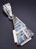 Vintage Silver Rainbow Calsilica Inlay Pendant by M. Hildreth 5L26X
