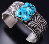 Silver & Sleeping Beauty Turquoise Navajo Men's Bracelet by Erick Begay 6C03K