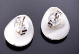 Silver & Coral Navajo Handmade Bear Claw Earrings by Cynthia John 6D22N