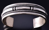 Silver Navajo Handmade Men's Bracelet by Leande Tahe 5L20F