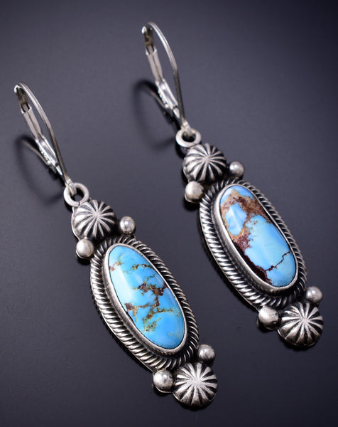 Silver & Golden Hills Turquoise Navajo Concho Earrings by Erick Begay 6H17D