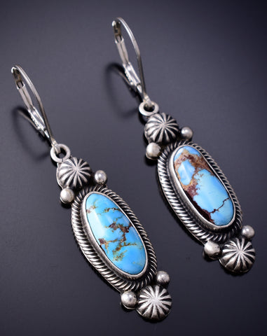Silver & Golden Hills Turquoise Navajo Concho Earrings by Erick Begay 6H17D
