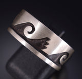 Size 11-3/4 Silver Navajo Handmade Flowing River MENS Ring by Lester Gene 5L05Z