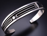 Preowned Silver & Black Jet Navajo Handmade Bracelet by Albert Nells 6F22R
