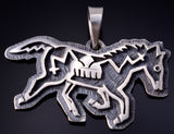Silver Hopi Handmade Horse Running Free Pendant by Gerald Lomaventema 5H25S