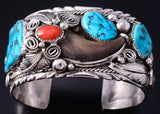Vintage Silver Multistone Bear Claw Navajo Mens Bracelet by Mike Thomas Jr. 5H25C