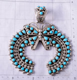Silver & Turquoise Navajo Handmade Butterfly & Naja Pendant by Tina Jones 5J18G