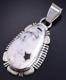 Silver & White Buffalo Turquoise Navajo Pendant by Norvin Johnson 5L05E