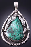 Vintage Silver & Azurite Navajo Handmade Eagle Feathers Pendant 4A19P