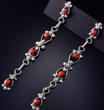 Silver & Coral Zuni Handmade Duster Earrings by Verdi Booqua 5G22M