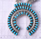 7-Piece Silver & Turquoise Petit Navajo Squash Blossom Necklace Set by M 5J29K
