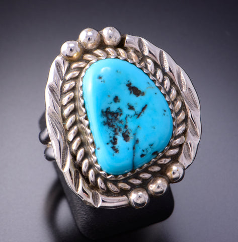 Size 8-1/2 Classic Navajo Design Kingman Turquoise Ring by Julia Etsitty3E10T