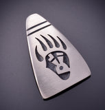 Silver Hopi Handmade Bear Claw Design Pendant by Timothy Mowa 3G05B