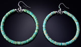 Navajo Handmade Turquoise Hoop Earrings 5G16A