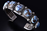 Silver & Golden Hills Turquoise 7-Stone Navajo Bracelet by Erick Begay 5F30N