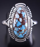 Size 7-3/4 Silver & Golden Hills Turquoise Navajo Ring Antoinette Martinez 5L26O