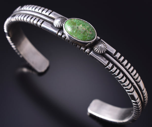 Silver & Sonoran Gold Turquoise Navajo Concho Men's Bracelet - Erick Begay 5H01R