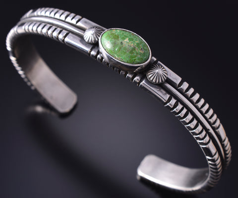 Silver & Sonoran Gold Turquoise Navajo Concho Men's Bracelet - Erick Begay 5H01R