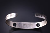 Fred Harvey-Style Vintage Silver & Turquoise Stamped Bracelet 5K17P