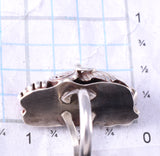Size 5-1/2 Silver & Coral Feather & Flower Navajo Ring by Max Calabaza 3F22O