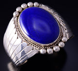 Vintage Silver & Lapis Shield Navajo Bracelet by Augustine Largo 5E06F