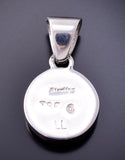Silver & Turquoise Navajo Inlay Round Pendant by TSF 3L08R