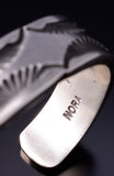 Silver Navajo Handmade Sunrise Men's Bracelet by Nora Tahe 5L20D
