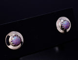 Lavender Fire Opal - Navajo Handmade Sterling Silver Post Earrings by Juanita Manygoats - 6J31H