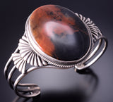Vintage Silver & Petrified Wood Navajo Bracelet 4E18H