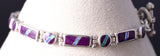 Vintage Silver Sugilite & Opal Navajo Inlay Link Bracelet 5L17N