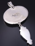 Silver & Golden Hills Turquoise White Buffalo Navajo Pendant- Erick Begay 5F30O