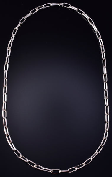 18" Silver Navajo Handmade Link Paperclip Necklace Chain by Sally Shurley 5E10A