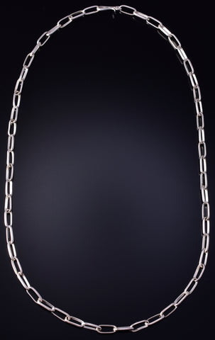 18" Silver Navajo Handmade Link Paperclip Necklace Chain by Sally Shurley 5E10A