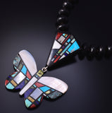 Multistone Santo Domingo (Kewa) Pueblo Butterfly Necklace by Chris Nieto 5J29J